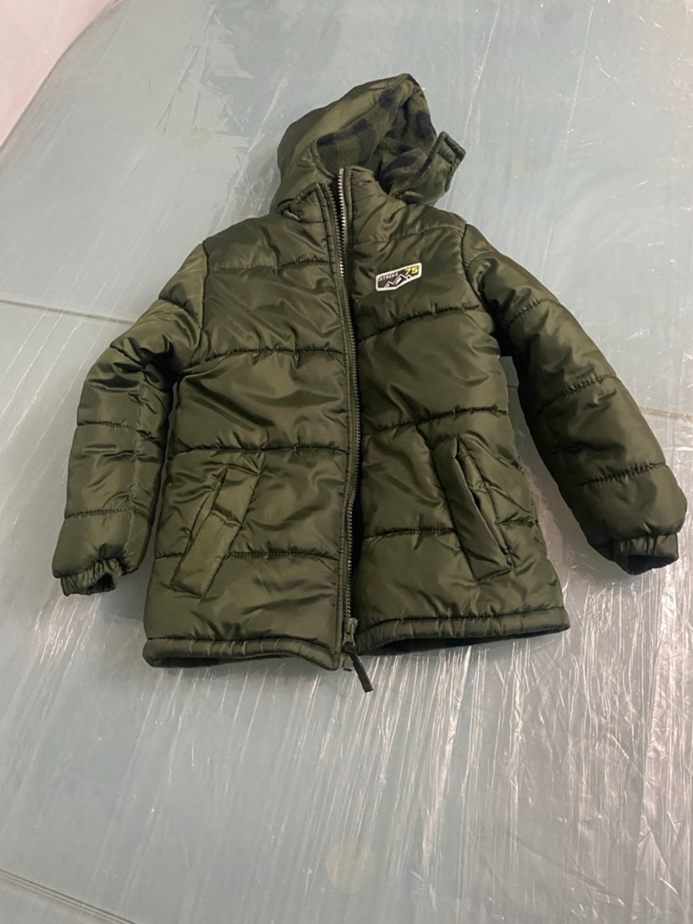 Children's Olive Hooded Puffer Jacket